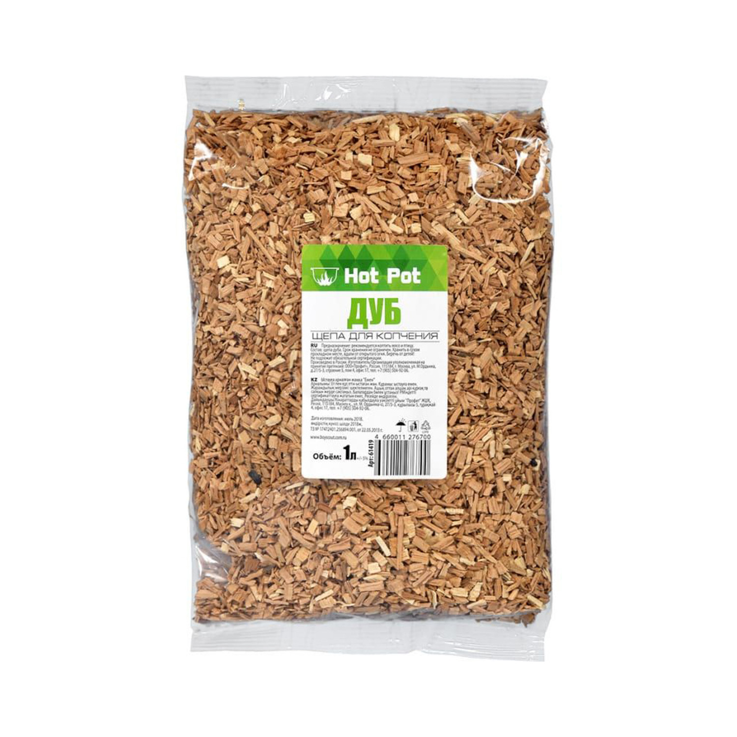 Hot Pot Щепа для копчения "Дуб", 1л /25 Hot Pot Щепа для копчения "Дуб", 1л /25
