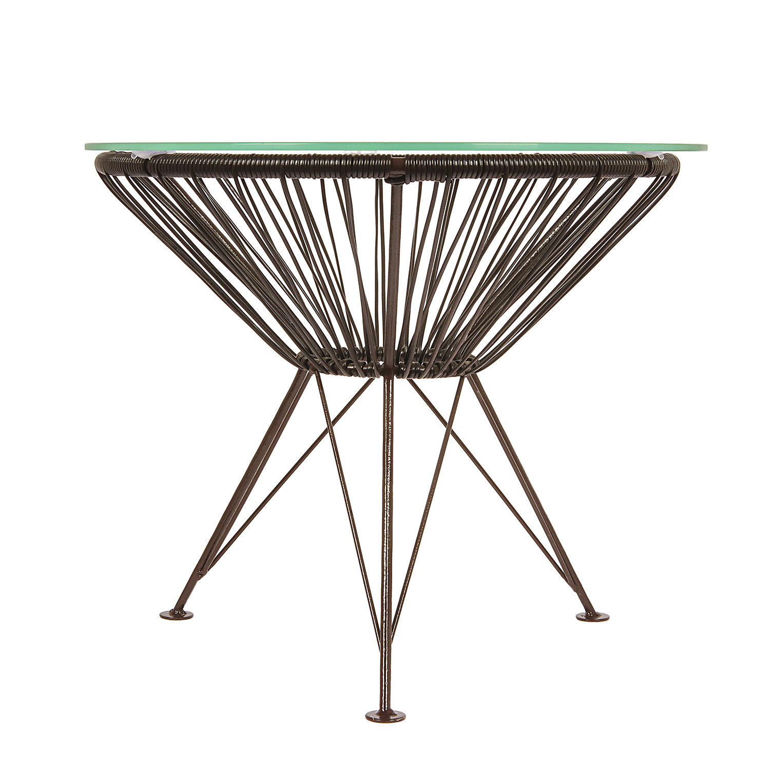 Набор дачной мебели "Ракушка" стол (стекло) 50 см + 2 кресла (до 120 кг), полиротанг коричневый *1