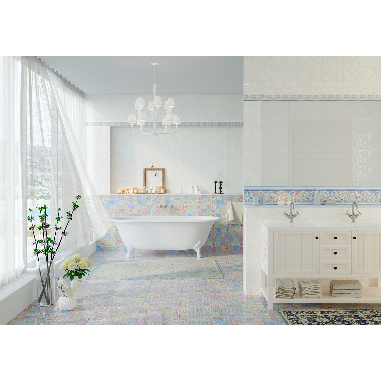 яяяПлитка настенная Валенсия синяя сортовая 250*500 (0,125*10=1,25*54) Волгоград