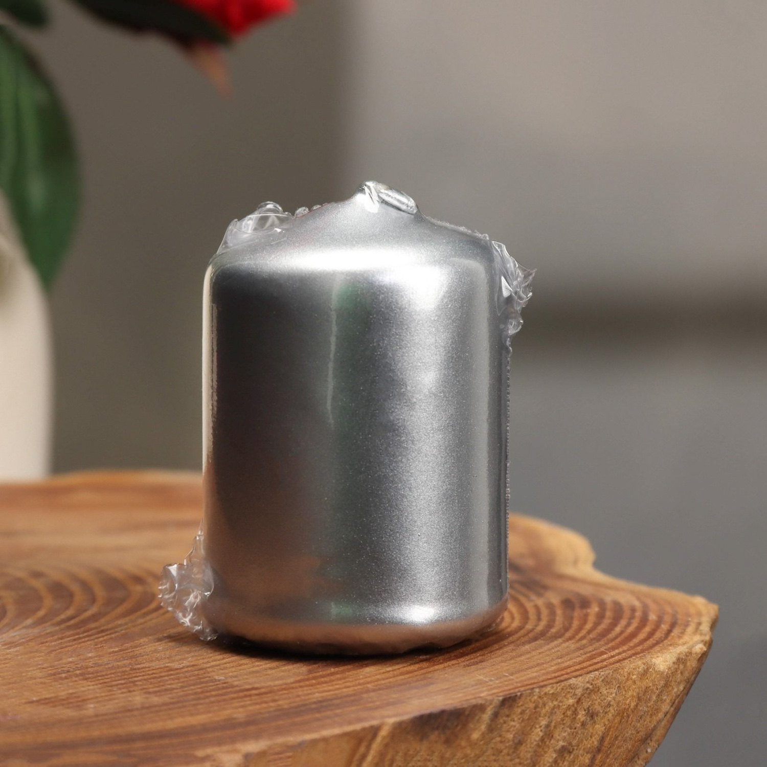 Свеча - цилиндр, 4х6 см, 9 ч, серебро 2823909