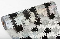 Клеёнка без основы "термо" гладкая "Квадраты" сер.,черн. шир.1,0м,толщ.0,7ммT5054"ТермоКлеёнка" *20