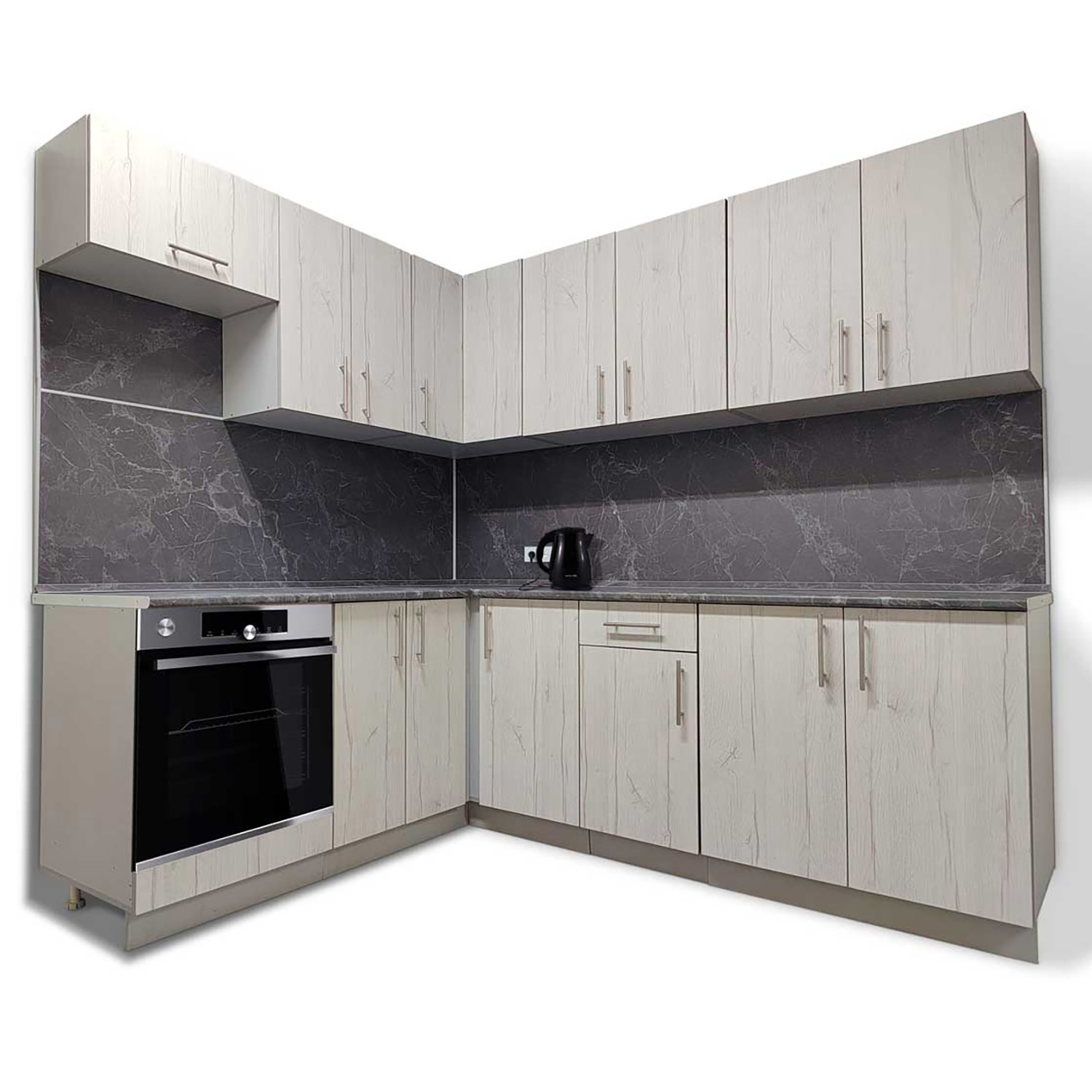 Шкаф напольный угловой 1000х850х600 мм BROZEX-WOOD Camellia, правый, с дверцей, серый / графит