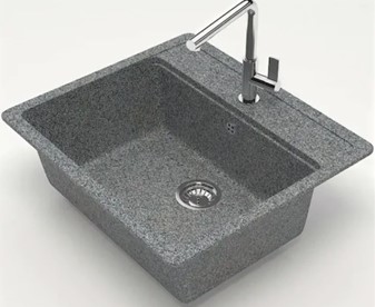 Мойка из искусственного камня квадратная темно-серая глянцевая Джекки Z9Q8 (570*505*200мм) *1