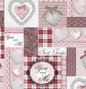 Клеёнка на нетканой основе "Dekorama" "Сердечки и кружева" розовая шир.1,4м 176 А *20