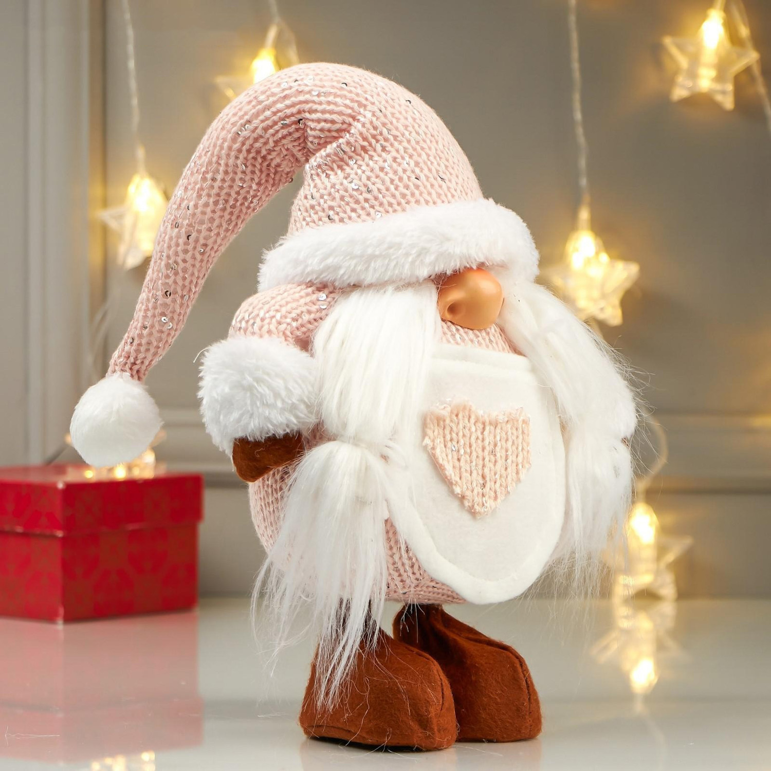 Кукла интерьерная "Бабусечка в розовом колпаке, с сердечком на переднике" 49х14х22 см 4166961