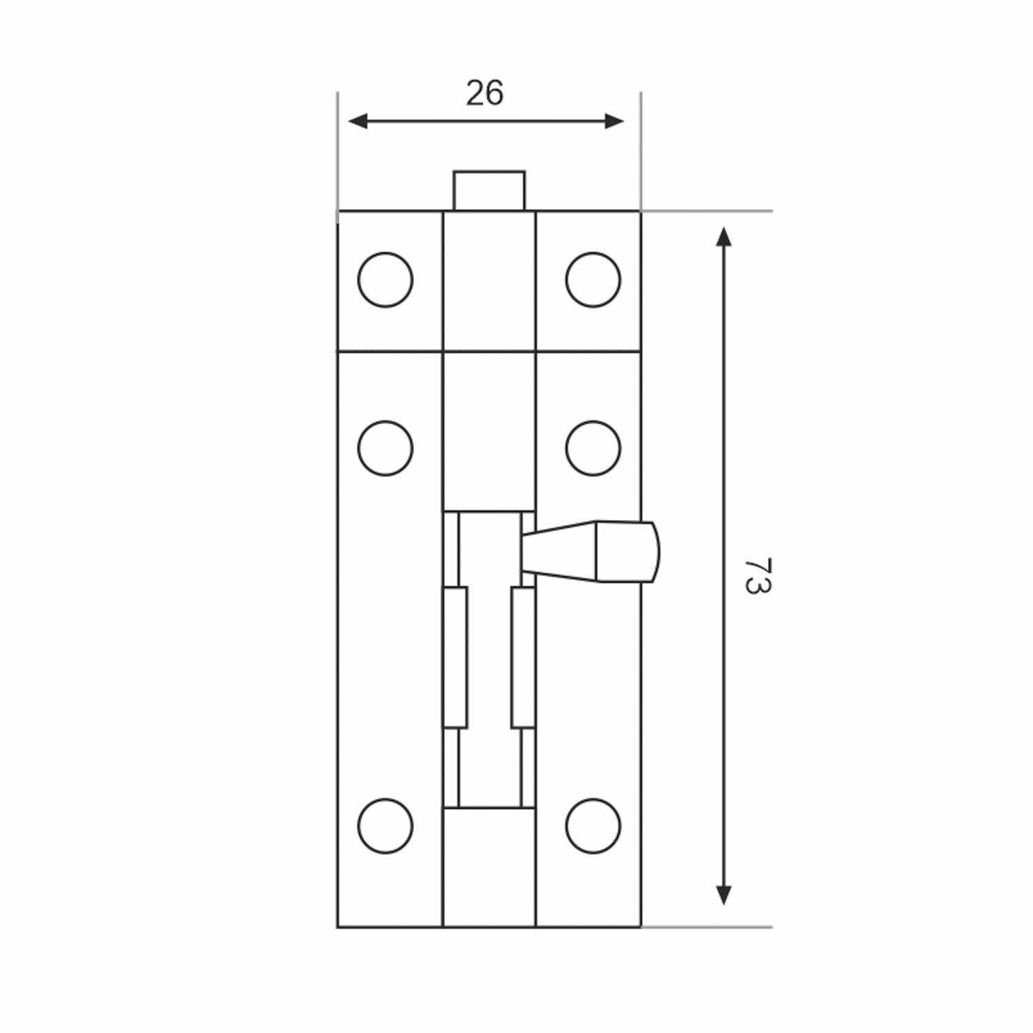 Шпингалет ХРОМ 70мм "ZY-710C" без пружины/205060 ТРОДОС *1/30