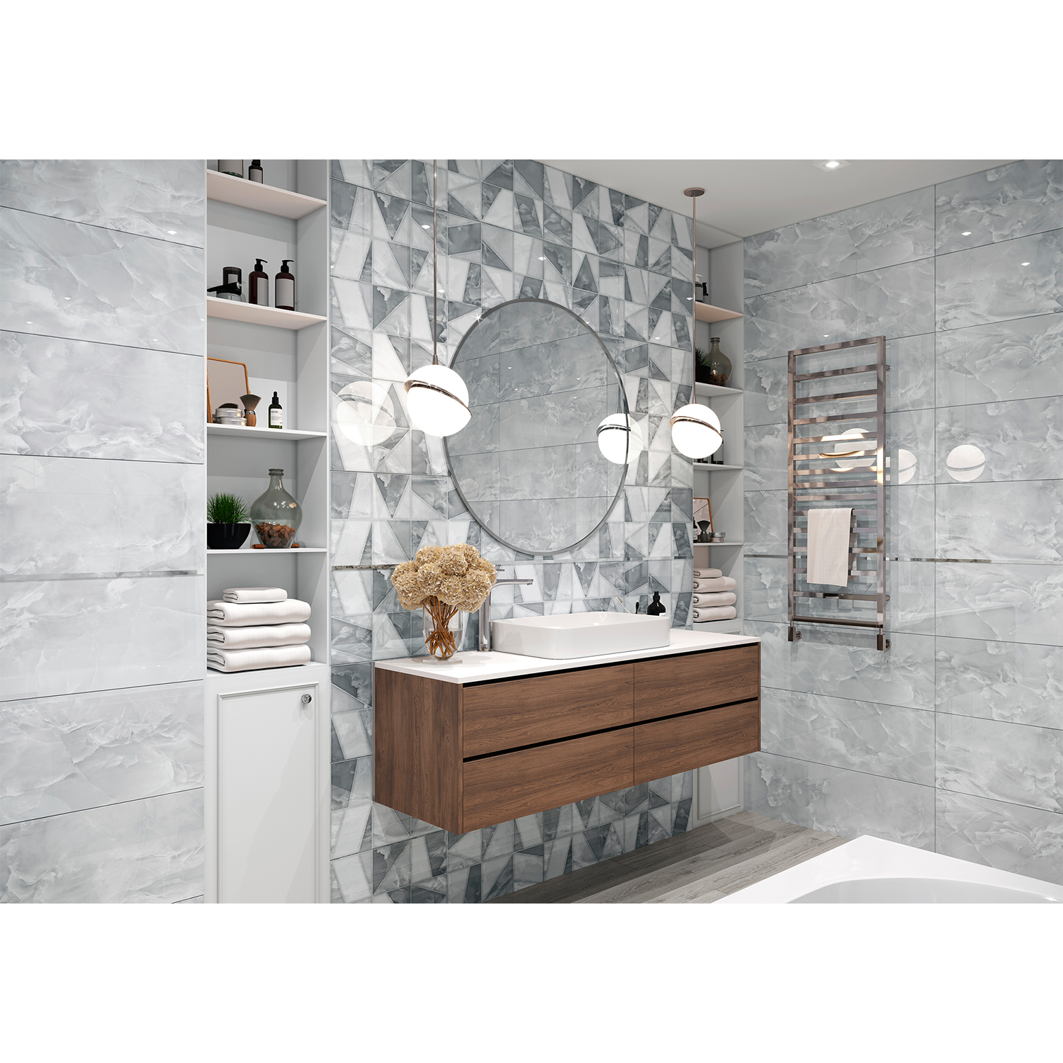 Плитка настенная NEBULA светло-серая 900*300*8 3090238071-1 Inter Cerama *1,08кв.м/58,32