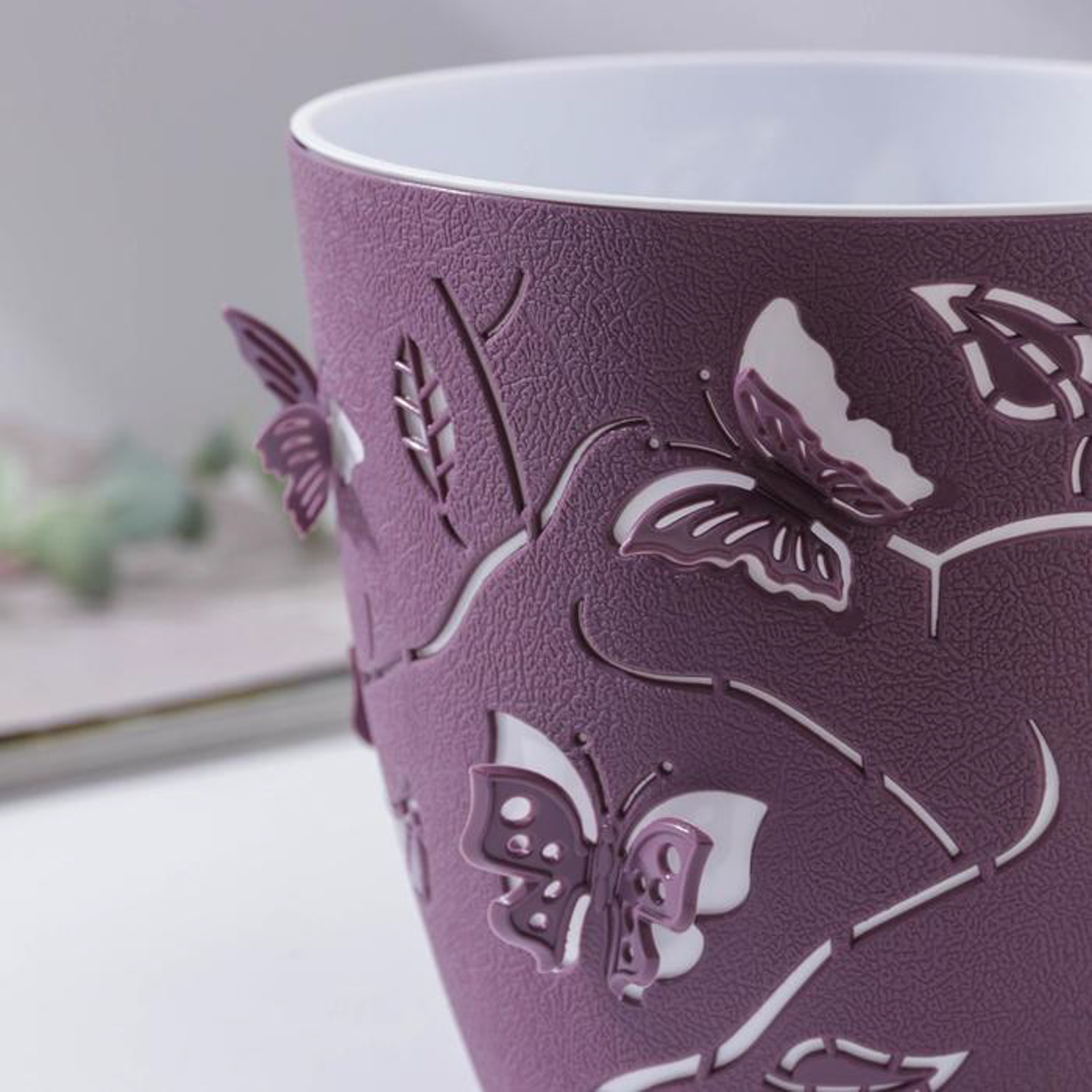 Кашпо пластмассовое Lucky Friday Butterflies, 7.3 л, 470х150 мм, пепельно-розовый