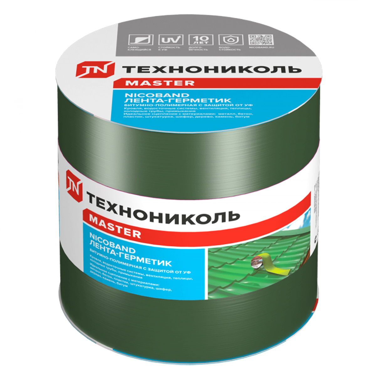 Лента-герметик 10х0.15 м ТехноНиколь Master Nicoband, зеленый Лента-герметик 10х0.15 м ТехноНиколь Master Nicoband, зеленый