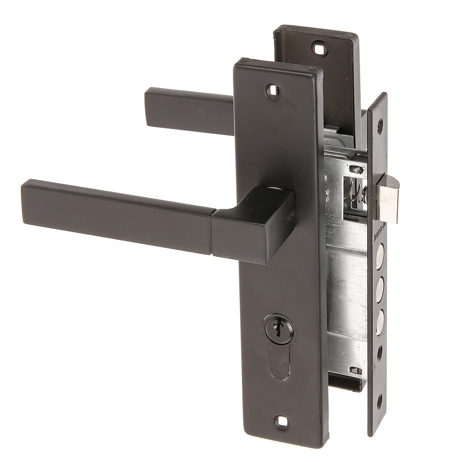 Замок врезной 61,5мм черный 709К Нора-М *1/20