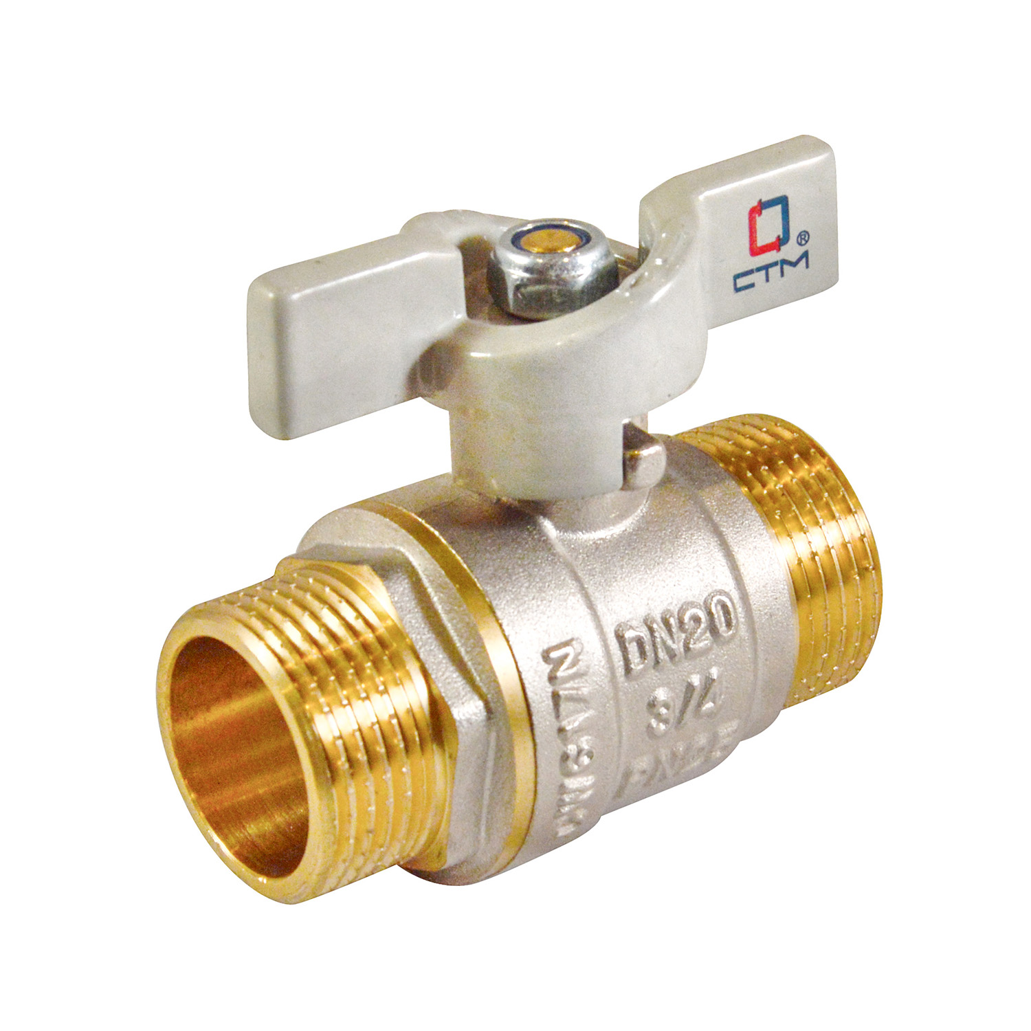 Кран шаровый 1/2" (Ø15) П/П бабочка СТМ (СТАНДАРТ) CWMMB012 *1/25/200