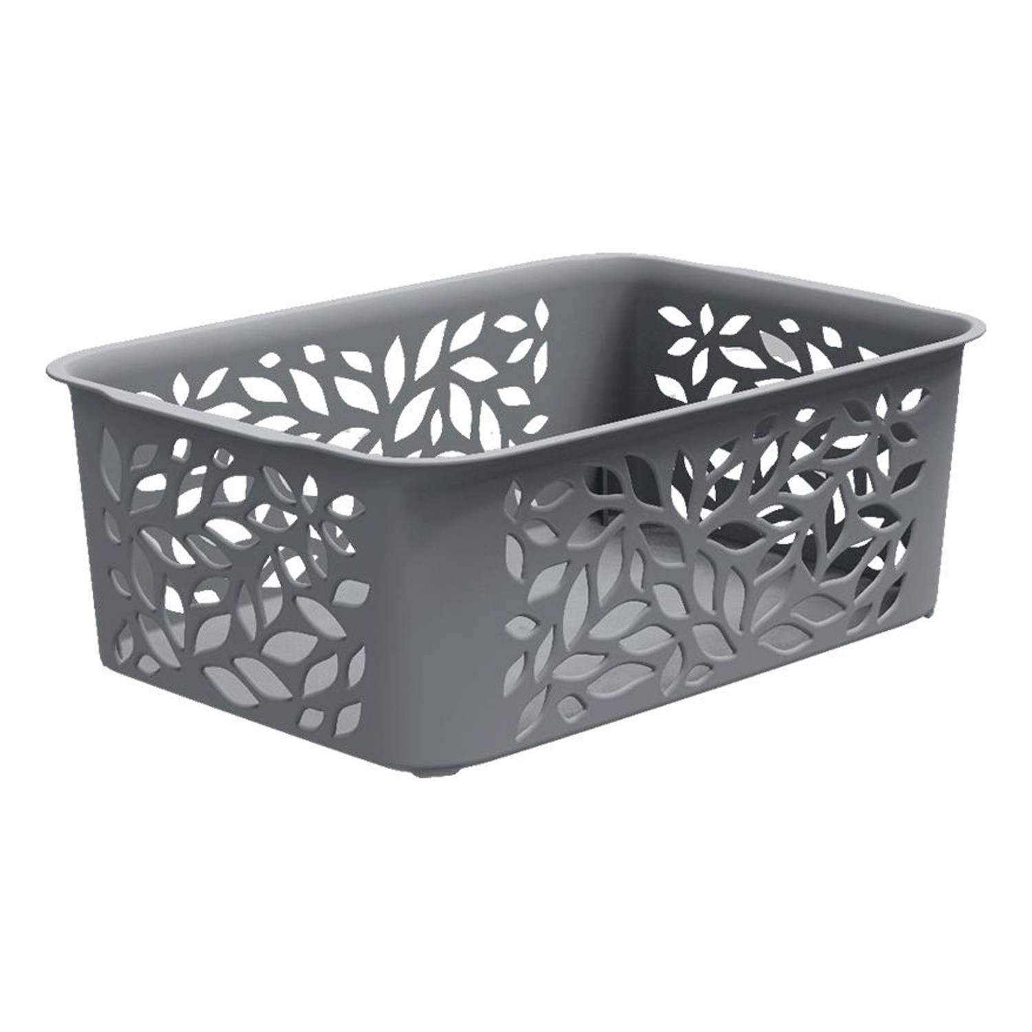 Корзина для хранения пластм. "Leaves" 222х153х81мм 2,3л Серый арт.44701 ("Полимербыт") *1/18