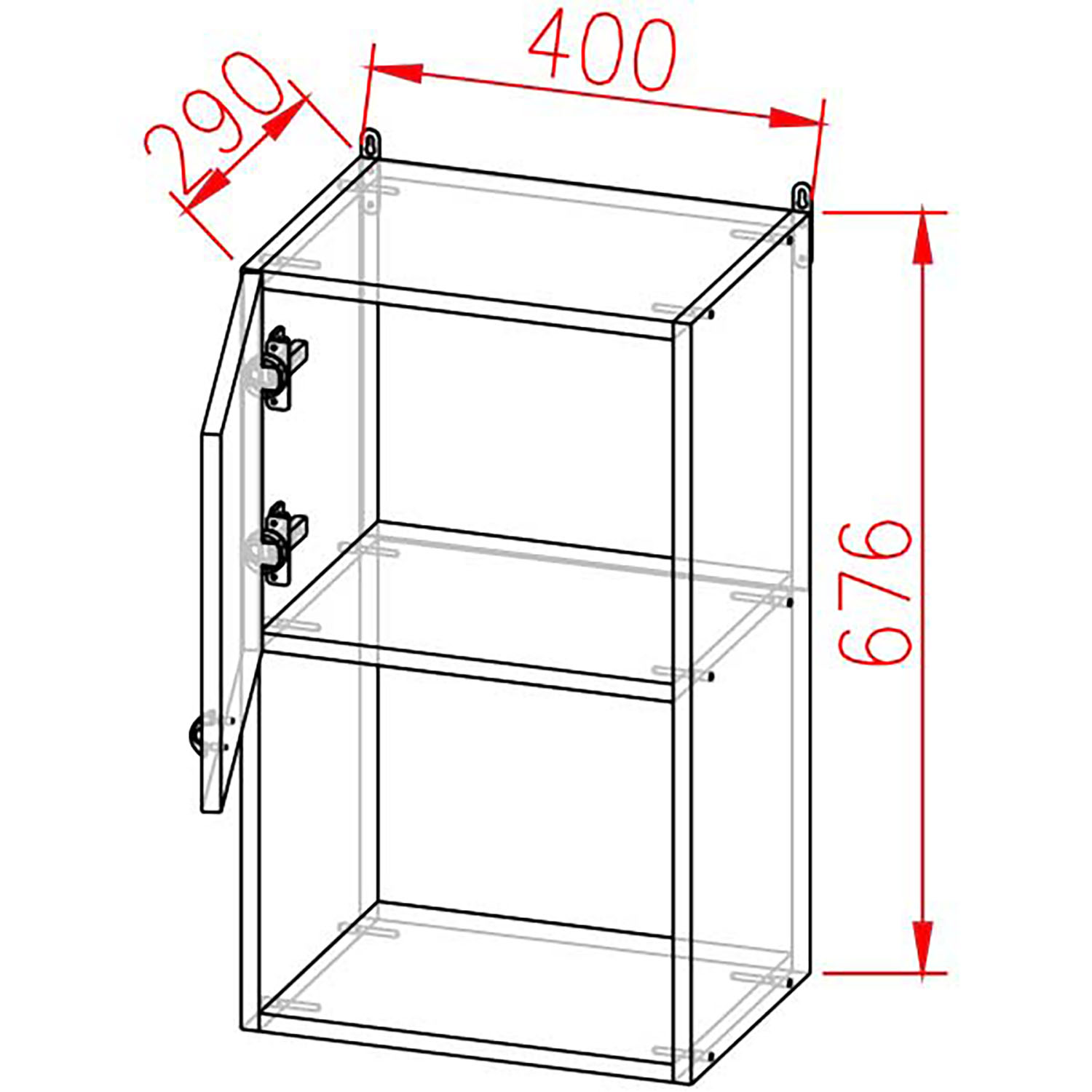 Шкаф навесной 400х676х290 мм BROZEX-WOOD Melissa, с дверцей, белый