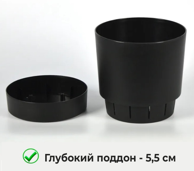 Кашпо пластм. "Гранд"10,5л d верха 250мм h 244мм с поддоном Черный 5 0649 PL *1/5
