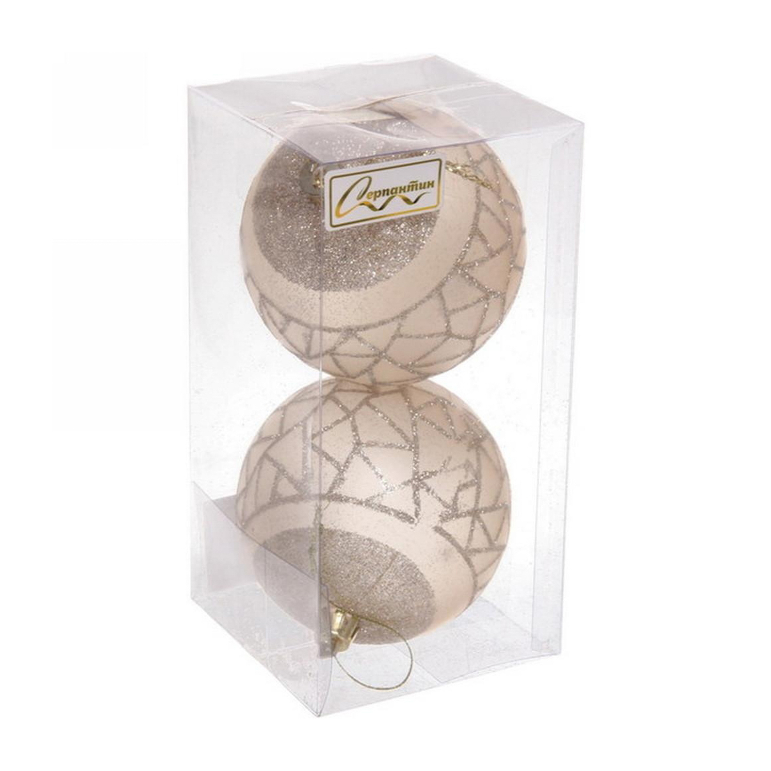 Набор украшений SHINE "Brilliant pattern" 8 см (2 шт.), light champagne Набор украшений SHINE "Brilliant pattern" 8 см (2 шт.), light champagne