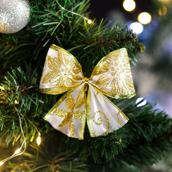 Бант праздничный "Иней", золотой, 11 х 9 см   4451491