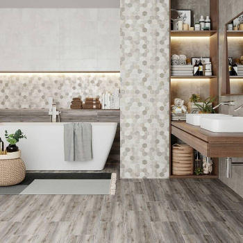 Плитка 60х20 см настенная 0.84 м² Lasselsberger Ceramics Гексацемент, серый, соты Плитка 60х20 см настенная 0.84 м² Lasselsberger Ceramics Гексацемент, серый, соты
