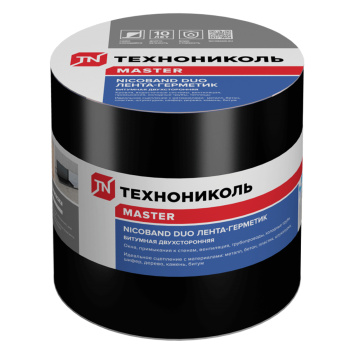 Лента-герметик 10х0.1 м ТехноНиколь Nicoband DUO, самоклеящаяся, двухсторонняя, черный