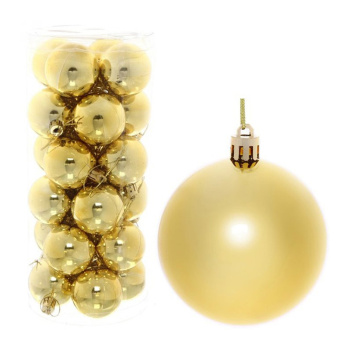 Набор новогодних шаров "Глянец", диаметр 6 см, 24 шт., золото