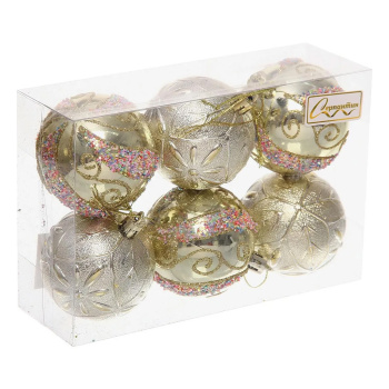 Набор шаров "Шарм" 6 см (в наборе 6 шт), Золото