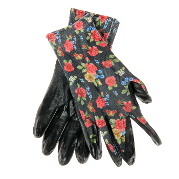 Перчатки садовые нейлон с нитриловым покрытием Микс (арт. 4382) *12/120