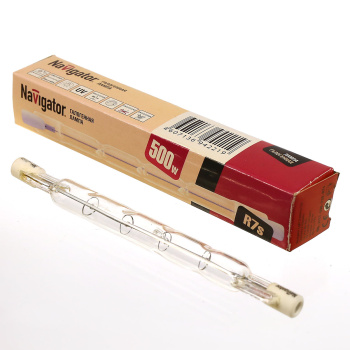 Лампа накаливания галогенная Navigator, R7s, линейная, 500 Вт, 7200 Лм, теплый белый свет