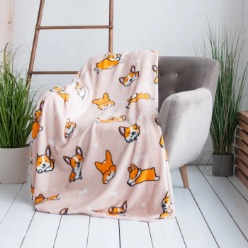 Плед детский 150*200см микрофибра Festival Корги кремовый Casa Conforte *1