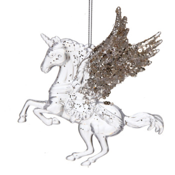 Подвеска "Сказочный единорог" 13*13 см, Белый/Золотой блеск