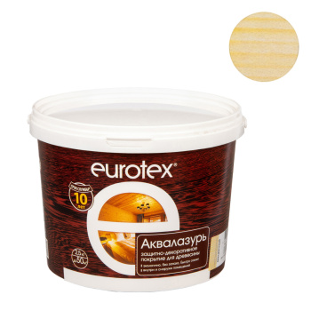 Защитно-декоративное покрытие 2.5 кг для древесины Eurotex Аквалазурь, акриловое, бесцветный