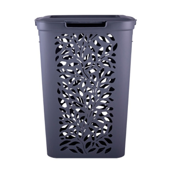 Корзина для белья пластм. 40л "Leaves" 635x275x440мм Серый 49425 ("Плимербыт") *1/4