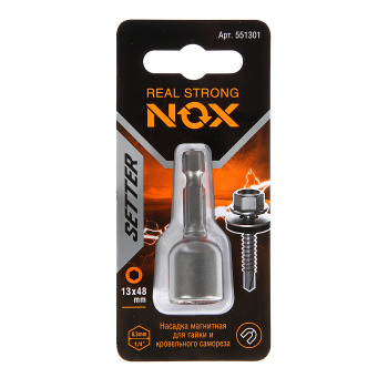 Ключ-насадка для кров.саморезов 13х48мм (1шт) магнитная 1/4" (551301) NUT SETTER *1/10/50/100