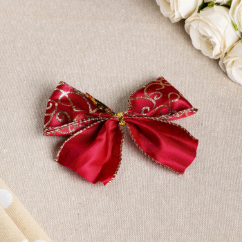 Бант праздничный Завитки, красный, 14 х 10 см