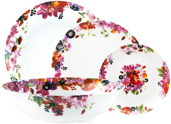 Набор столовый ДОМЕНИК " FRUITS BOUQUET" фарфоровый (уп. 19шт)