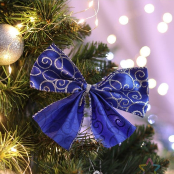 Бант праздничный "Завитки", синий, 14 х 10 см 7487965