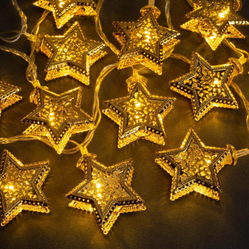 Гирлянда Нить 4м 20LED белый теплый Звездочка прозрачная нить 220V IP20 *1/20