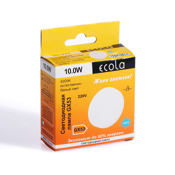 Лампа светодиодная 10W GX53 таблетка 4K нейтральный Ecola 27x75 T5QV10ELC *10/100 Лампа светодиодная 10W GX53 таблетка 4K нейтральный Ecola 27x75 T5QV10ELC *10/100