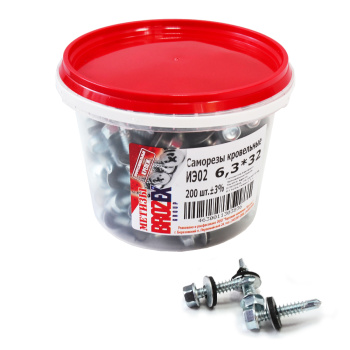 Саморезы кровельные 6.3х32 мм BROZEX, оцинкованная сталь, 200 шт.