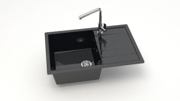 Мойка из искусственного камня прямоугольная черная глянцевая Джоли Z161Q4 (750х505х218) *1