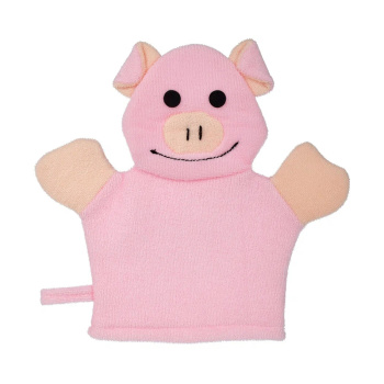 Мочалка для нежной и чувствительной кожи Зверушки 23х21 см (лягушка, заяц, хрюшка, бегемот, кор