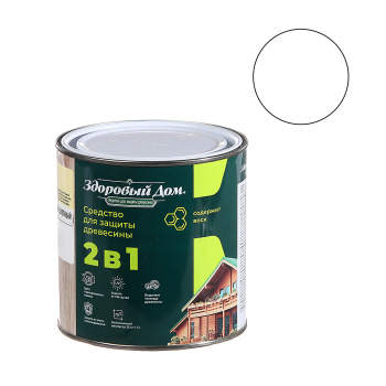 Защитно-декоративное покрытие 0.8 л для древесины Здоровый Дом 2 в 1, бесцветный