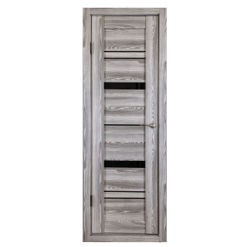 Дверное полотно остекленное 2000х700х38 мм Двери Гуд Х32, ривьера грей/черный