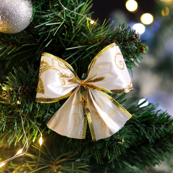 Бант праздничный "Иней", золотой, 11 х 9 см   4451491