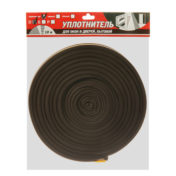Уплотнитель 10 м TYTAN, 9х7.5 мм, для окон и дверей, профиль D, коричневый