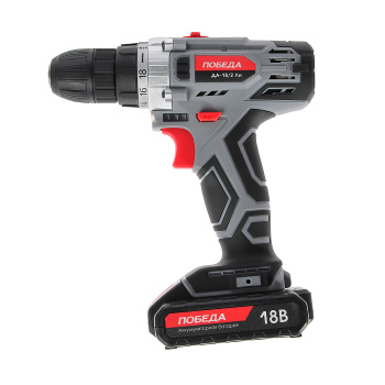 Дрель-шуруповерт 18В 2скор.0-400/0-1200об/мин 38Нм 2,2Ач 2аккум LI-ION ДА-18/2 Ли ПОБЕДА