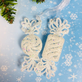 Набор подвесок "Конфетки", 10 см, 2 шт., белый блеск