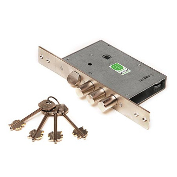 Замок врезной КОРПУС 77мм сув.механизм, хром 3011-4дл.ключ Гардиан *1/15