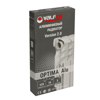 Радиатор алюминиевый 4 секции VALFEX Optima Version 2.0, 500 мм, белый Радиатор алюминиевый 4 секции VALFEX Optima Version 2.0, 500 мм, белый