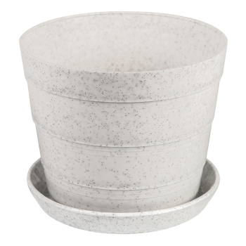 Кашпо пластм. "Классик " 0,6л d верха 110мм h90 с поддоном Мрамор КК 0,6 М (Екатеринбург) *1/100