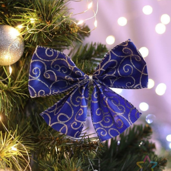 Бант праздничный "Завитки", синий, 14 х 10 см 7487965