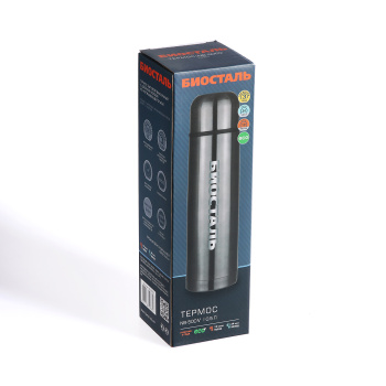 Термос нерж."Биосталь" 0,5л Узк.горло "вороненая сталь" NB-500V *1/12